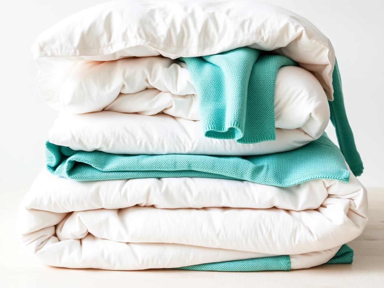 Stacked clean duvets